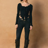 Off Shoulder Top With Lace Insert