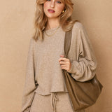 Boat Neck Sweater With Sparkle Detail - taupe, womens top/matching set collection