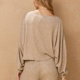 Boat Neck Sweater With Sparkle Detail - taupe, womens top/matching set collection
