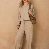 Boat Neck Sweater With Sparkle Detail - taupe, womens top/matching set collection