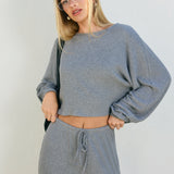 Boat Neck Sweater With Sparkle Detail - grey, womens top/matching set collection