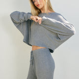 Boat Neck Sweater With Sparkle Detail - grey, womens top/matching set collection