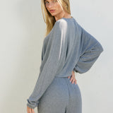 Boat Neck Sweater With Sparkle Detail - grey, womens top/matching set collection