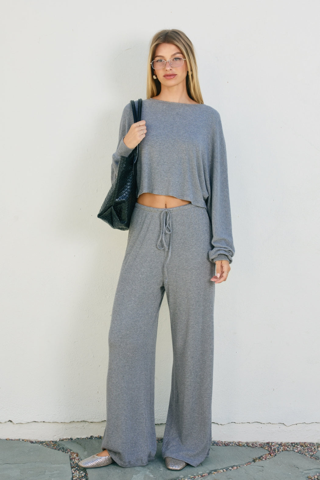 Boat Neck Sweater With Sparkle Detail - grey, womens top/matching set collection
