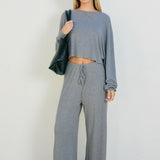 Boat Neck Sweater With Sparkle Detail - grey, womens top/matching set collection