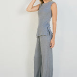 Ribbed Wide Leg Pant With Sparkle Detail - grey, womens pants/matching set collection