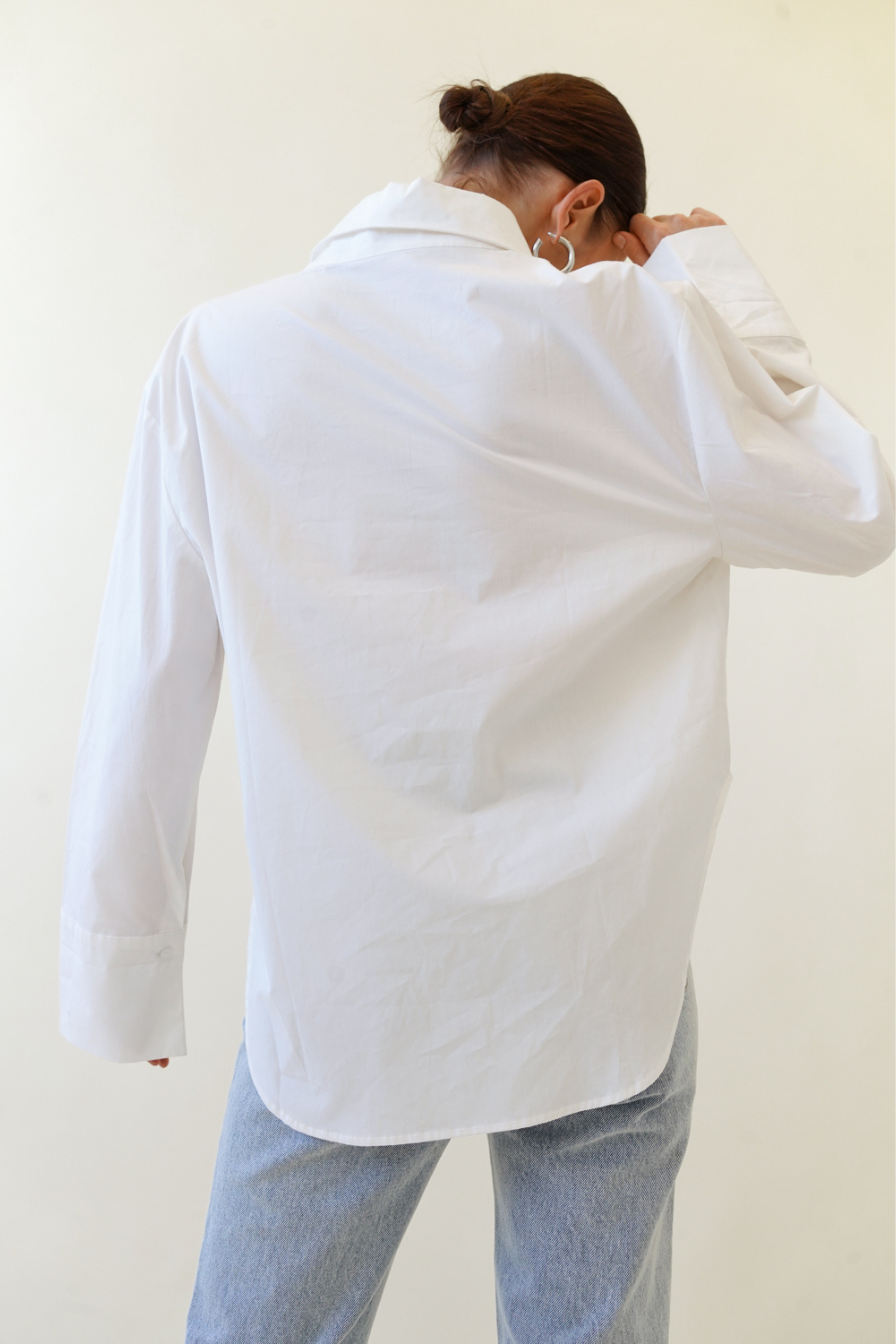 Long Sleeve Button Up Shirt - Off White, Women's Tops Collection