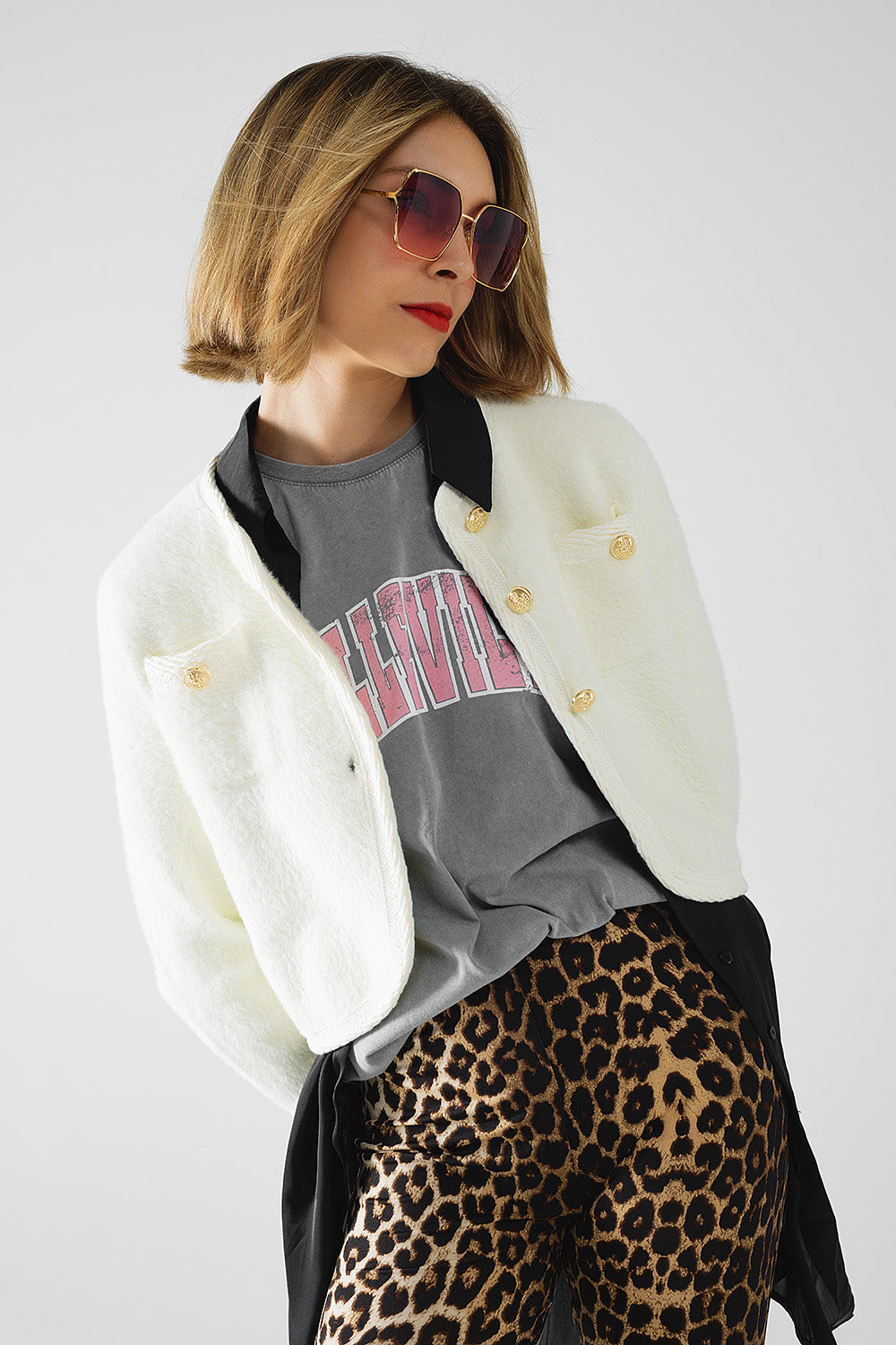 Cardigan With Multi Button - Cream, Women's Tops Collection
