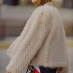 Faux Fur Cardigan - beige, womens cardigan collection