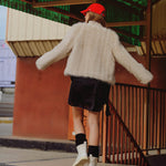 Faux Fur Cardigan - beige, womens cardigan collection