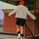 Faux Fur Cardigan - beige, womens cardigan collection