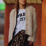 Faux Fur Cardigan - beige, womens cardigan collection
