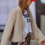 Faux Fur Cardigan - beige, womens cardigan collection