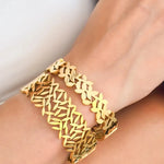 Wide Vine Pattern Bracelet - Gold, Women's Bracelets Collection