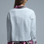 Knit Cardigan With Buttons - grey with pink heart buttons, womens cardigan collection
