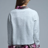 Knit Cardigan With Buttons - grey with pink heart buttons, womens cardigan collection