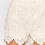 Applique Shorts - cream, floral detailing, women's shorts/matching set collection