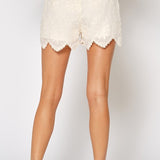 Applique Shorts - cream, floral detailing, women's shorts/matching set collection