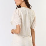 Applique Shorts - cream, floral detailing, women's shorts/matching set collection