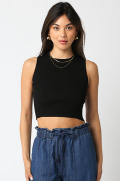 Sleeveless Rib Knit Crop Top