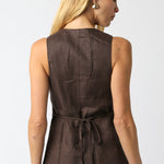 Button Down Vest Top - Brown, Women's Tops Collection