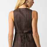 Button Down Vest Top - Brown, Women's Tops Collection