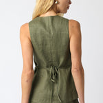 Button Down Vest Top - Olive, Women's Tops Collection