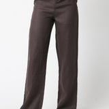 Straight Leg Linen Pant - Coffee, Women's Pants Collection