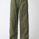 Straight Leg Linen Pant - Olive, Women's Pants Collection