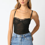 Mesh Bodysuit - Black, Women's Tops Collection