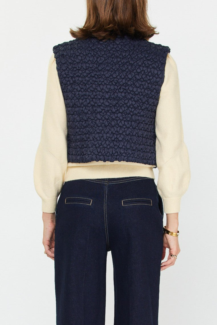 Cropped Quilting Vest - Navy, Women's Vests Collection