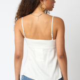 Lace Trim Button Top - Ivory, Women's Tops Collection