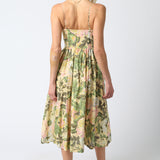 Midi Dress With Cups and Buttons - Green Multi, Women's Dresses Collection