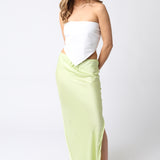 Silk Skirt With Tie Waist - Honeydew, Women's Skirts Collection