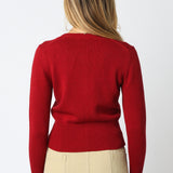 Knit Button Cardigan - Burgandy, Women's Tops Collection