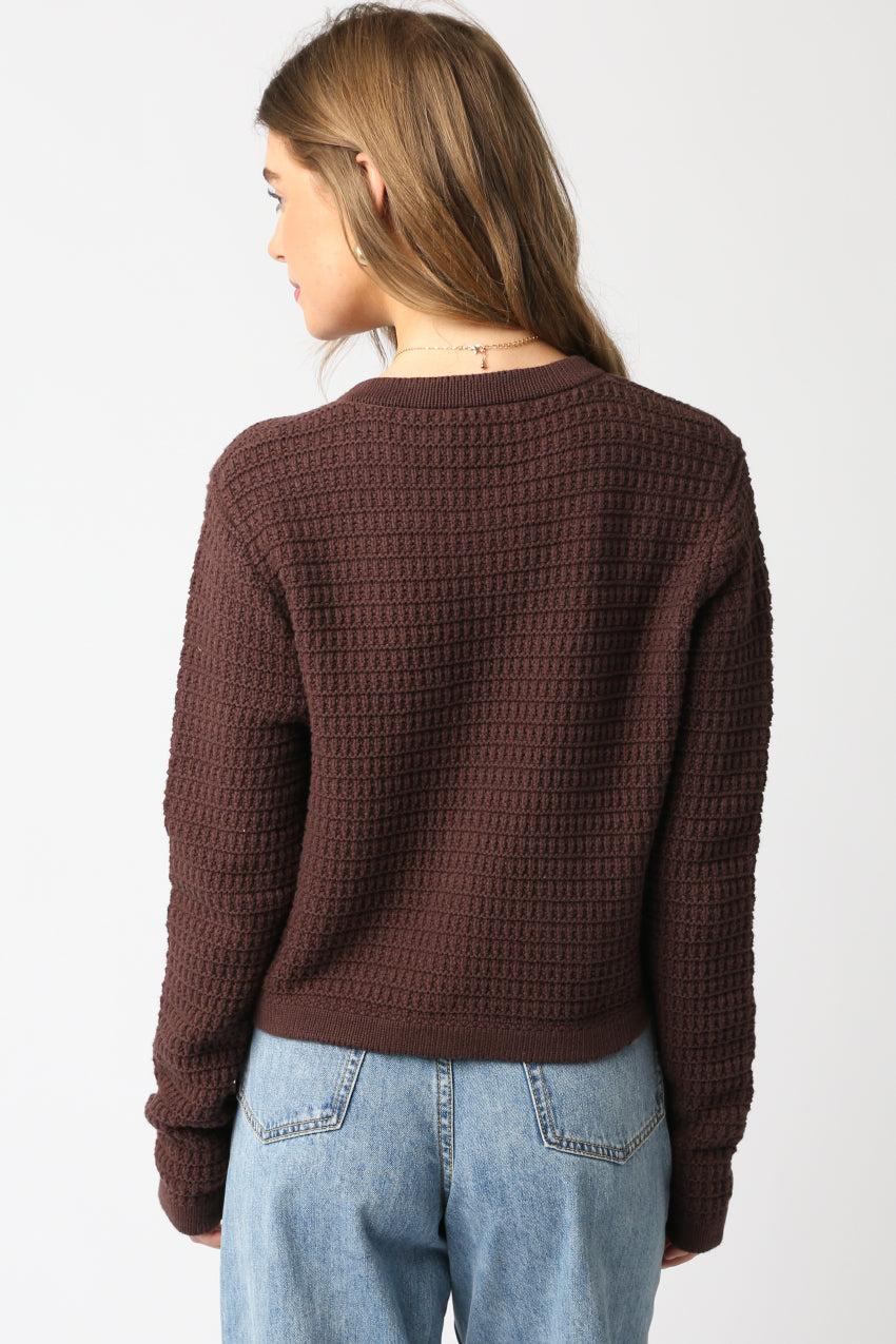 Gold Button 4 Pocket Cardigan - Brown, Women's Tops Collection