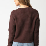 Gold Button 4 Pocket Cardigan - Brown, Women's Tops Collection