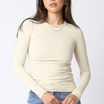 Ribbed Long Sleeve Top - dessert, womens top collection