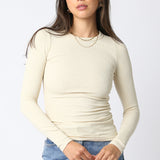 Ribbed Long Sleeve Top - dessert, womens top collection