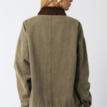 Barn Jacket With Corduroy Collar - olive, womens jacket collection