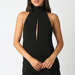 High Neck Mini Dress - black, womens dress collection