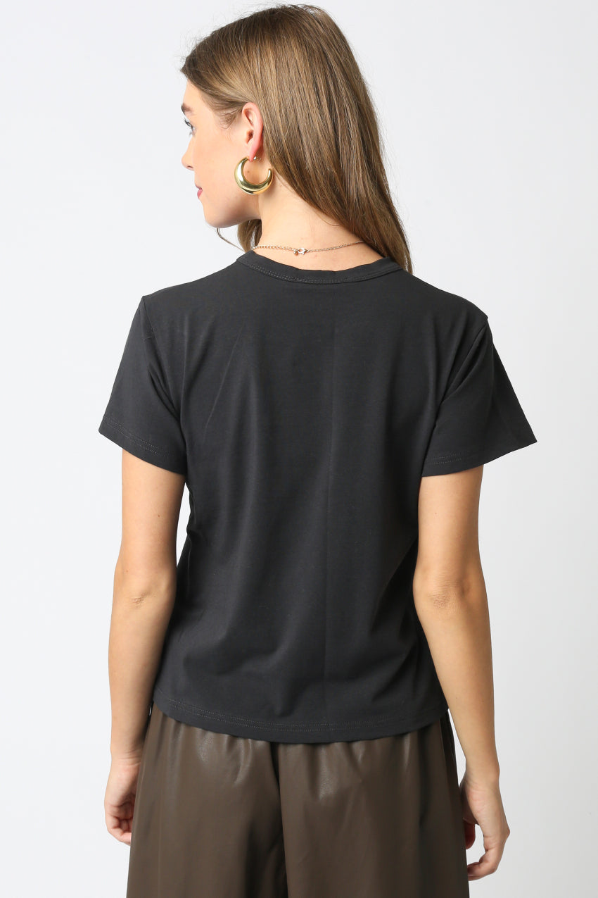 Short Sleeve Basic Tee - washed black, womens top collection
