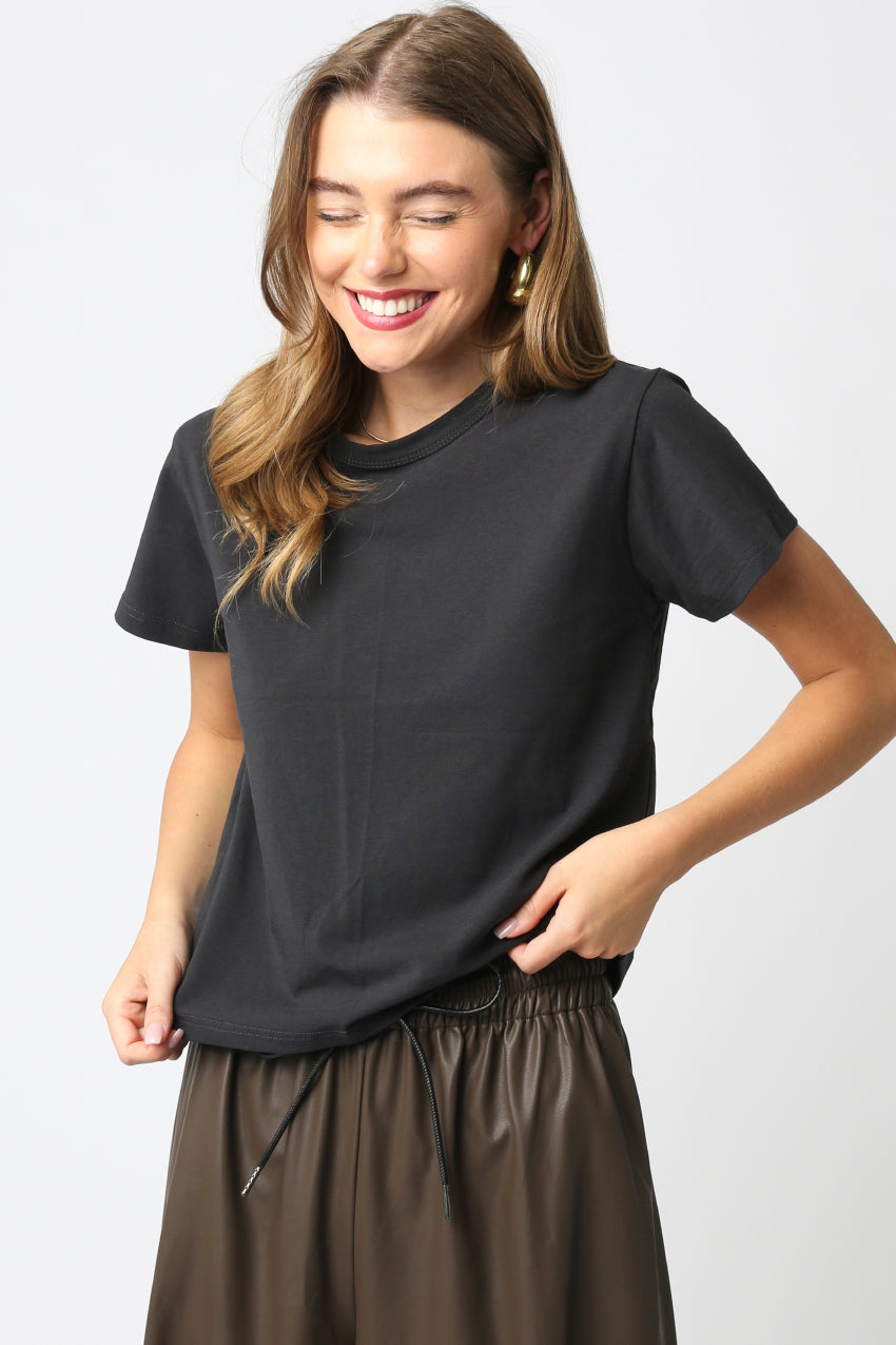 Short Sleeve Basic Tee - washed black, womens top collection