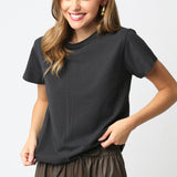 Short Sleeve Basic Tee - washed black, womens top collection