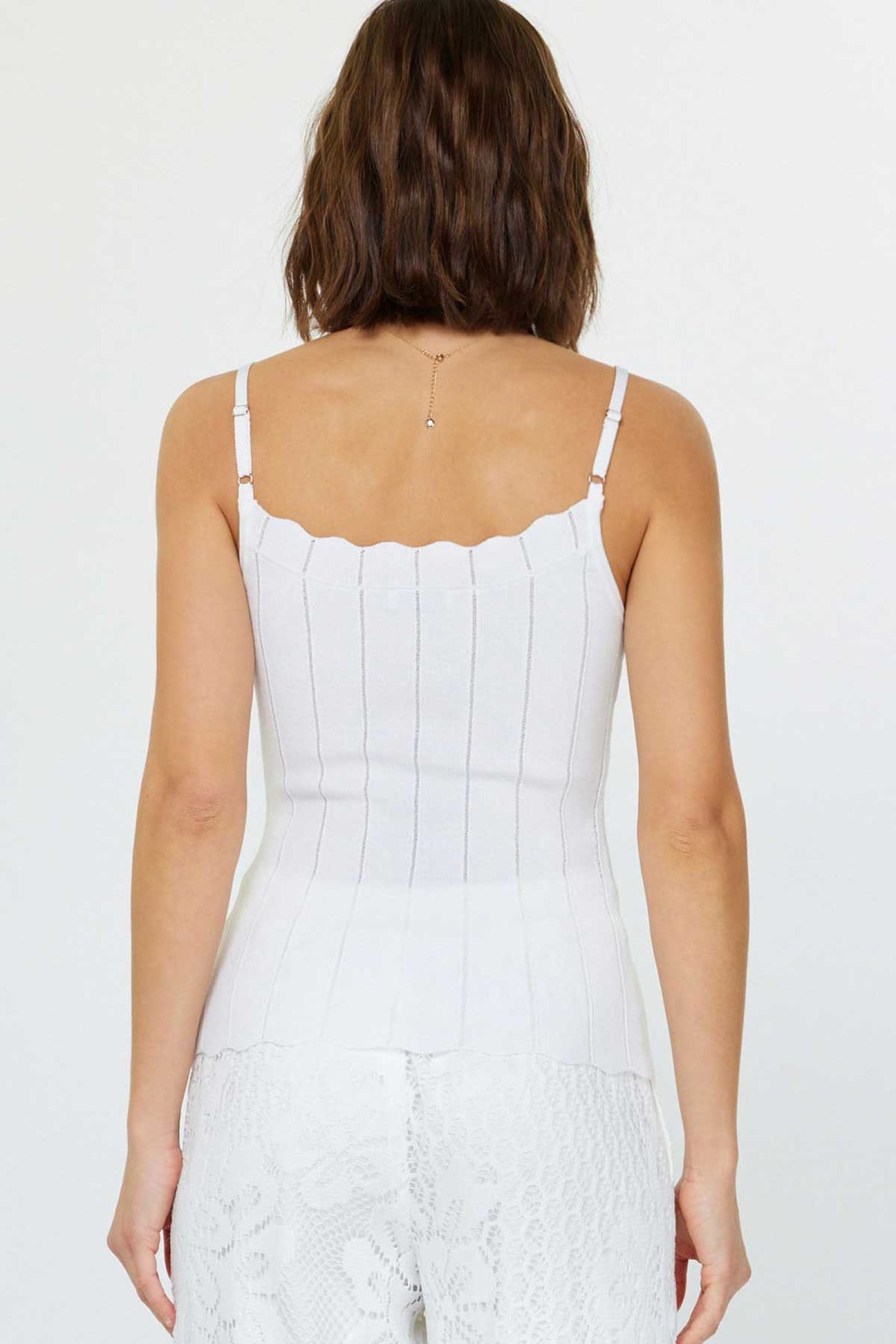 Scalloped Tank with Spaghetti Straps - White, Women's Tops Collection