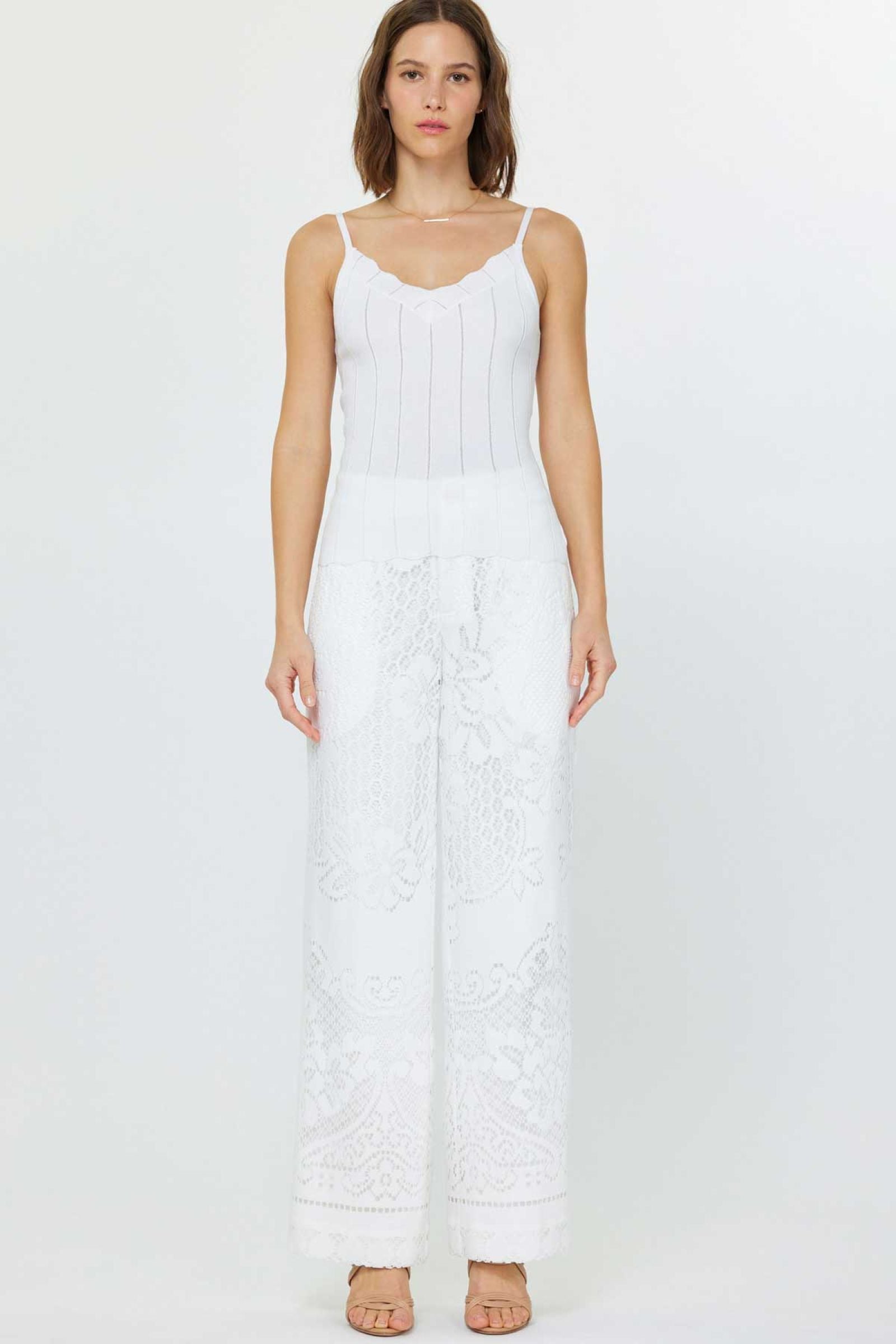 Scalloped Tank with Spaghetti Straps - White, Women's Tops Collection