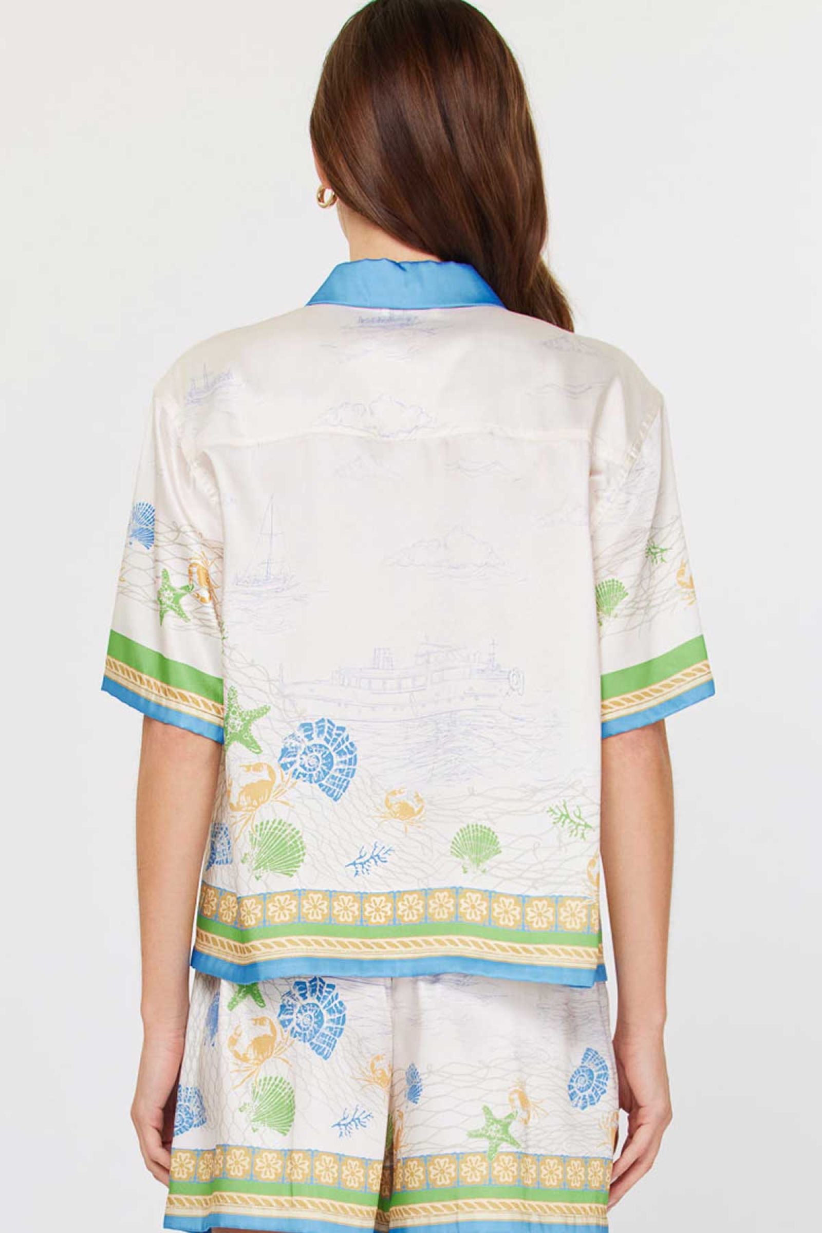Color Block Button Up Short Sleeve - white/multi color, women's short sleeve top collection