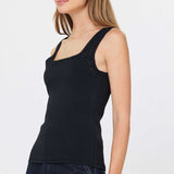 Square Neck Sweater Tank Top with Crochet Detail