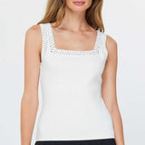 Square Neck Sweater Tank Top with Crochet Detail