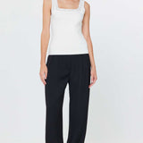 Square Neck Sweater Tank Top with Crochet Detail